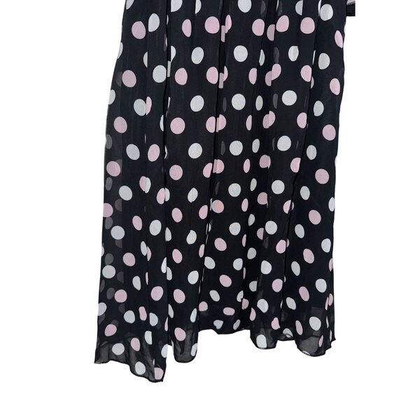 Polka Dot Sleeveless Black & Blush Dress By Robert Louis Size L - Picture 2 of 7